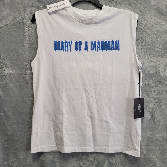 Midnight Studios Diary of a Madman Ozzy Osborne White Tank Shirt Mens Sz S NWOT - Picture 1 of 5